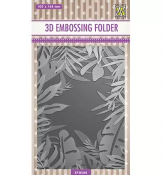 Nellie Snellen 3D Embossing Folder, Frame of tropical leaves