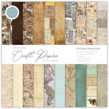 Craft Consortium, Essential Craft Papers 12x12 Inch Paper Pad Vintage Emporium