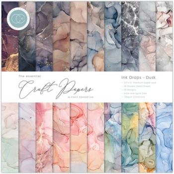 Craft Consortium, Essential Craft Papers 12x12 Inch Paper Pad Ink Drops Dusk