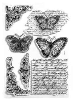 Elizabeth Craft Designs, Evening Rose Stamp Butterflies and Swirls