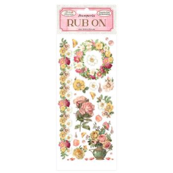 Stamperia, Rose Parfum Rub-On 4x8,5 Inch Flowers and Garland