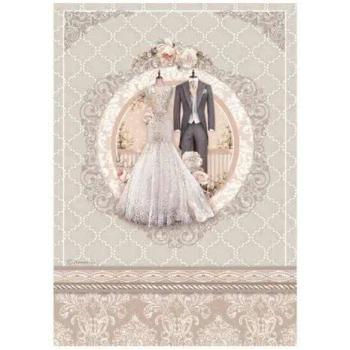 Stamperia, Rice Paper A4 You and Me Wedding Dress