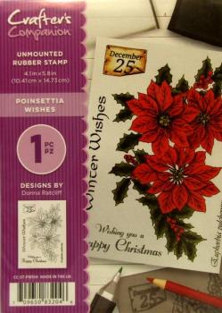 Crafters Companion, Unmounted Rubber Stamp Poinsettia Wishes