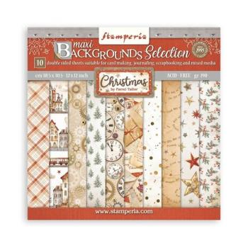 Stamperia, Gear up for Christmas Paper Pack Maxi Background Selection