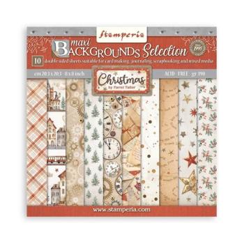 Stamperia, Gear up for Christmas Paper Pack Maxi Backgrounds Selection