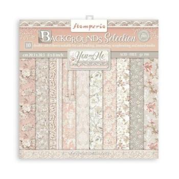 Stamperia, Backgrounds Selection You and Me 8x8 Inch Paper Pack