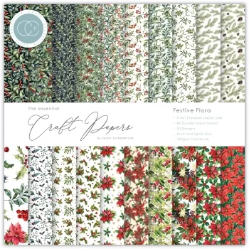 Craft Consortium Essential Craft Papers 6x6 Inch Paper Pad Festive Flora