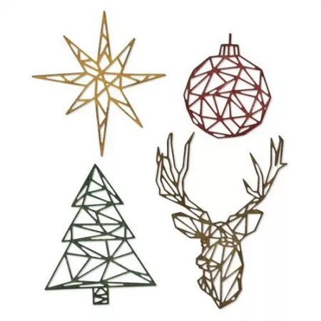 Sizzix Thinlits Die Set - 4PK Geo Christmas ,Tim Holtz