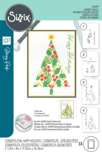 Sizzix, Layered Stencils Christmas, Happy Holidays