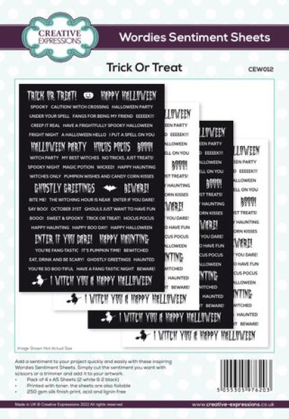 Creative Expressions, Wordies Sentiment Sheets Trick or Treat