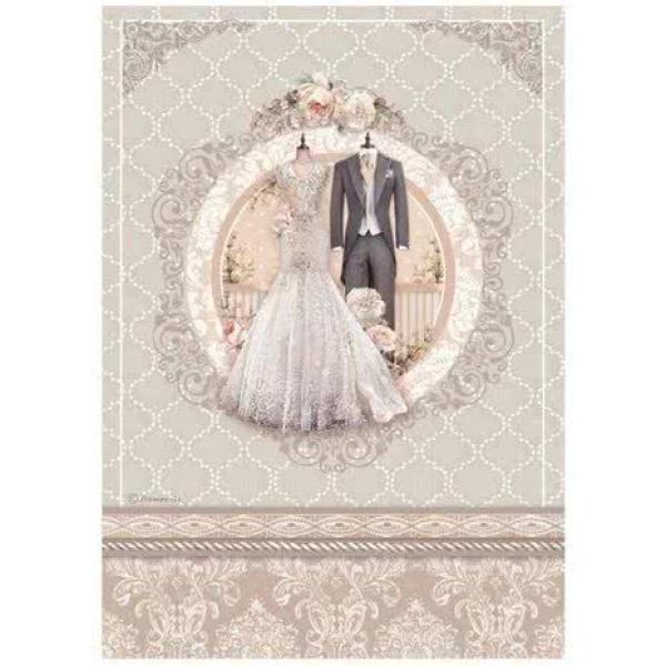 Stamperia, Rice Paper A4 You and Me Wedding Dress