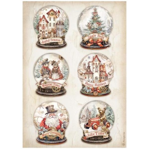 Stamperia, Gear up for Christmas Rice Paper Snowglobes