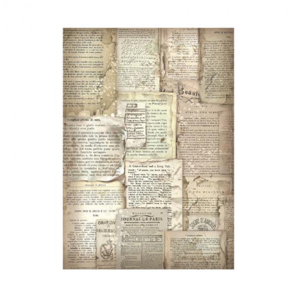 Stamperia, Vintage Library A6 Rice Paper Backgrounds, 8 teilig