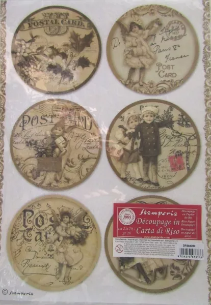 Decoupage Rice Paper - Post Card Spheres Stamperia