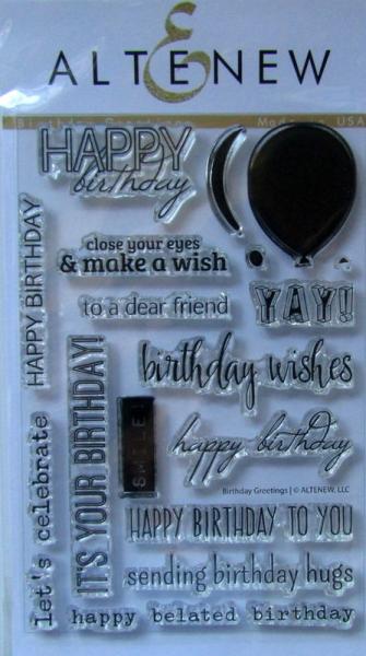 Altenew, Clear Stamps Birthday Greetings