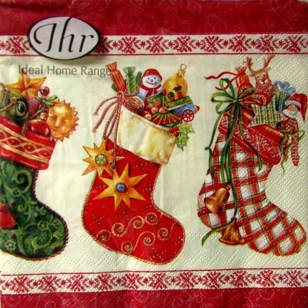 Ihr, Servietten Christmas Stockings cream red