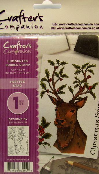 Crafters Companion, Unmounted Rubber Stamp Festive Stag