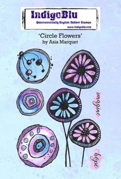 Indigo Blue, Stamp Circle Flowers