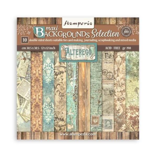 Stamperia, Alterego 12x12 Inch Paper Pack Maxi Backgrounds Selection