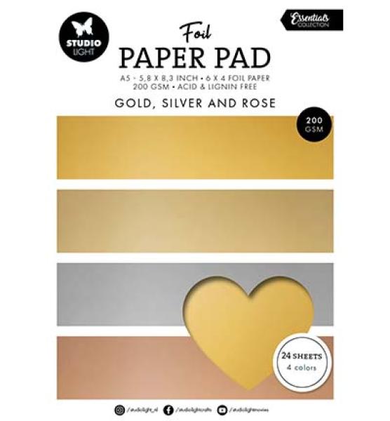 Studiolight, Foil Paper Pad Gold, silver and rose Essentials nr.210