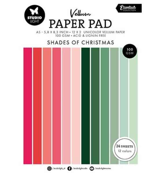 Studiolight • Vellum Paper Pad Shades of Christmas Unicolor paper Essentials nr.196