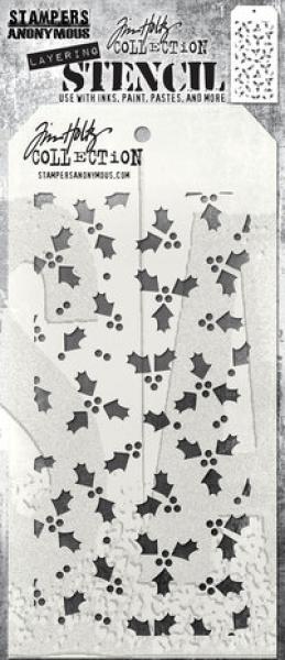 Stampers Anonymous, Tiny Holly Tim Holtz Layering Stencil