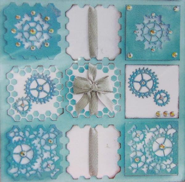 Crafters Companion, Stanzschablonen Create a card Cogs Patchwork