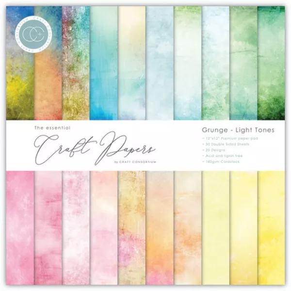 Craft Consortium Essential Craft Papers 6X6 Inch Paper Pad Grunge Light Tones