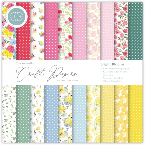 Craft Consortium Essential Craft Papers 6x6 Inch Paper Pad Bright Blooms