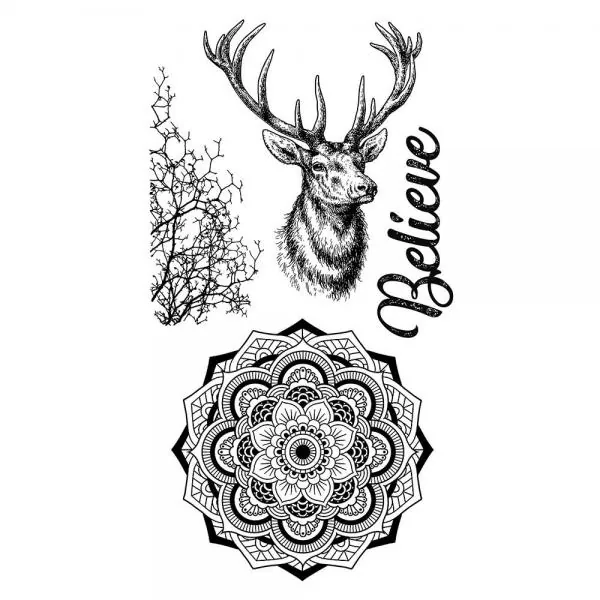 Stamperia, Natural Rubber Stamp Cosmos Deer